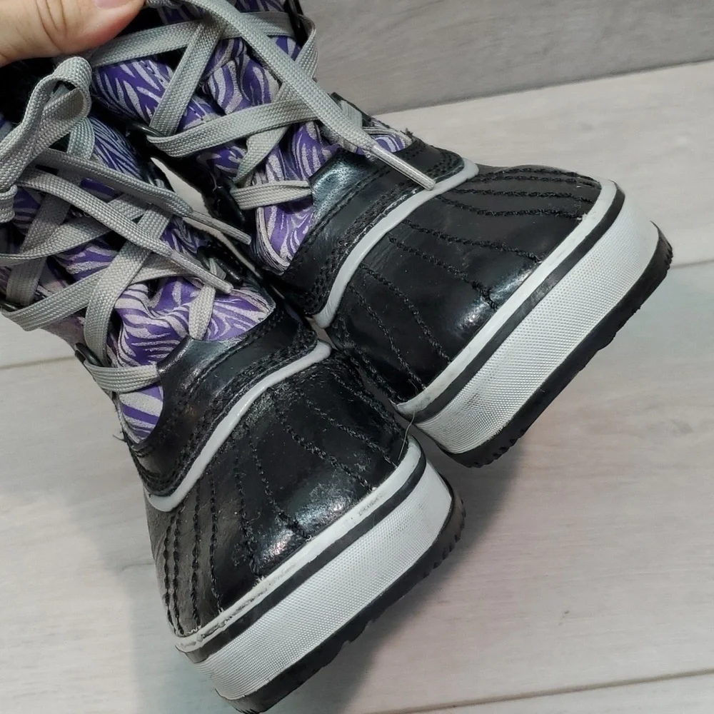 Sorel Kids Tivoli Li Plaid Girls Duck Rubber Waterproof Boots shoes sz 4